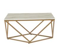 Marble Effect Coffee Table Beige and Gold MALIBU