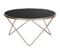 Beliani Coffee Table MERIDIAN Tempered Glass Black/ Gold, Black