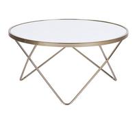 Beliani Coffee Table MERIDIAN Tempered Glass White/ Gold, White