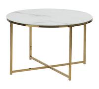 Beliani Coffee Table Quincy Tempered Glass Marble/ Gold