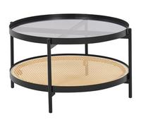 Beliani Coffee Table RENO Tempered Glass Black, Black