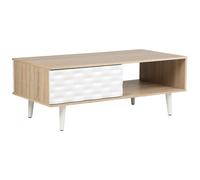 Coffee Table with Drawer White and Light Wood SWANSEA