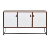 Beliani Compact Sideboard 62 X 112Cm Dark Brown With White Metal Legs, 3-Door Tv Stand