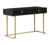 Beliani Console Table Home Office Desk Westport Black/ Gold 115 Cm 50 Cm With Storage