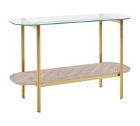 Beliani Console Table LOVELL Tempered Glass Gold, Gold