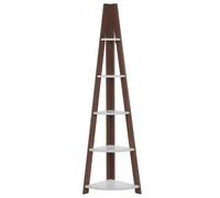 Beliani Corner 5 Tier Shelving Unit Mobile Solo 175 Cm Brown/ White