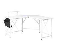 Beliani Corner Desk TACONY White 180 cm 140 cm with Storage, White