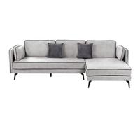 Corner Sofa 3 Seater ALTAN Velvet Light Grey Left Hand