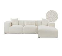 Beliani Left Hand Boucle Corner Sofa Off-white Dolva, White