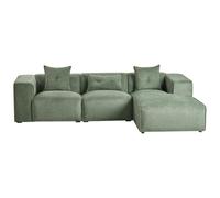 Corner Sofa 3 Seater DOLVA Chenille Dark Green Left Hand