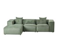 Beliani Corner Sofa 3 Seater DOLVA Chenille Dark Green Right Hand, Green