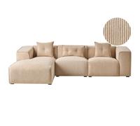 Corner Sofa 3 Seater DOLVA Corduroy Beige Right Hand