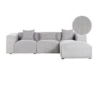 Corner Sofa 3 Seater DOLVA Corduroy Light Grey Left Hand