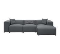 Corner Sofa 3 Seater DOLVA Fabric Dark Grey Left Hand