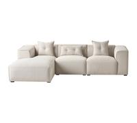 Beliani Corner Sofa 3 Seater DOLVA Fabric Light Beige Right Hand