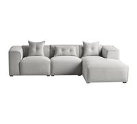 Beliani Corner Sofa 3 Seater Dolva Fabric Light Grey Left Hand