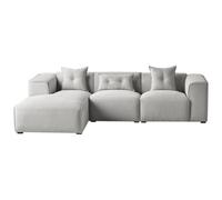Beliani Corner Sofa 3 Seater Dolva Fabric Light Grey Right Hand