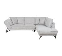 Corner Sofa 3 Seater ELGA Linen Light Grey Left Hand