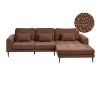 Beliani Corner Sofa 3 Seater Flam Boucle Brown Left Hand
