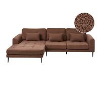 Beliani Corner Sofa 3 Seater FLAM Boucle Brown Right Hand, Brown