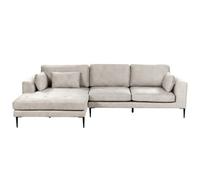 Beliani Velvet Right Hand Corner Sofa Light Grey Flam, Grey