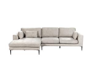 Beliani Corner Sofa 3 Seater Flam Velvet Grey Right Hand