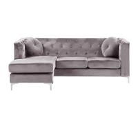 Corner Sofa 3 Seater FLEN Velvet Grey Right Hand