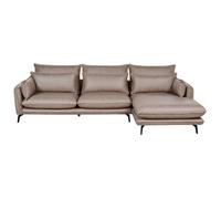Corner Sofa 3 Seater GALLO Faux Suede Light Brown Left Hand