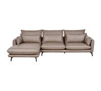 Corner Sofa 3 Seater GALLO Faux Suede Light Brown Right Hand