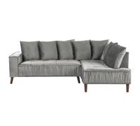 Beliani Corner Sofa 3 Seater Grena Velvet Light Grey Left Hand