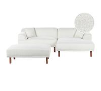 Beliani Corner Sofa 3 Seater Holt Boucle White With Ottoman Left Hand
