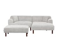 Beliani Left Hand Fabric Corner Sofa With Ottoman Light Grey Holt, Grey