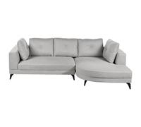 Corner Sofa 3 Seater MARUM Faux Linen Grey Left Hand
