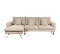 Corner Sofa 3 Seater SERSAN Chenille Beige Right Hand