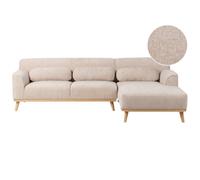 Corner Sofa 3 Seater SIMOS Chenille Beige Left Hand