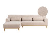 Beliani Right Hand Chenille Corner Sofa Beige Simos, Brown