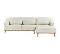 Beliani Corner Sofa 3 Seater Simos Fabric Off-White Left Hand