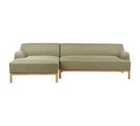 Beliani Corner Sofa Sosjo Fabric Olive Green 3 Seater Right Hand