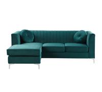 Corner Sofa TIMRA Velvet Green 3 Seater Right Hand