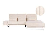 Beliani Corner Sofa 4 Seater Ikast Corduroy Beige Left Hand