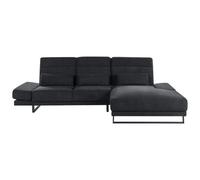 Corner Sofa 4 Seater IKAST Fabric Black Left Hand