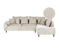 Corner Sofa 4 Seater LUNNER Corduroy Beige Left Hand