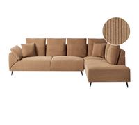 Corner Sofa 4 Seater LUNNER Corduroy Brown Left Hand