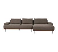 Corner Sofa 4 Seater MARIFERD Fabric Brown Left Hand