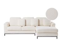 Beliani Left Hand Boucle Corner Sofa White Oslo, White