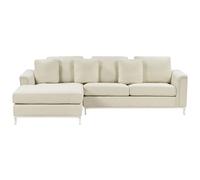 Beliani Corner Sofa 4 Seater Oslo Fabric Beige Right Hand