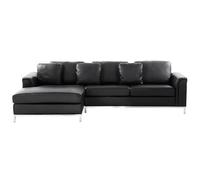 Beliani Right Hand Leather Corner Sofa Black Oslo, Black