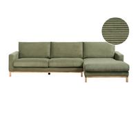 Beliani Corner Sofa 4 Seater Siggard Corduroy Green Left Hand