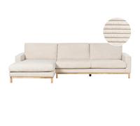 Beliani Corner Sofa 4 Seater Siggard Ii Corduroy Light Beige Right Hand