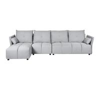 Beliani Corner Sofa 4 Seater Tomra Fabric Light Grey Right Hand